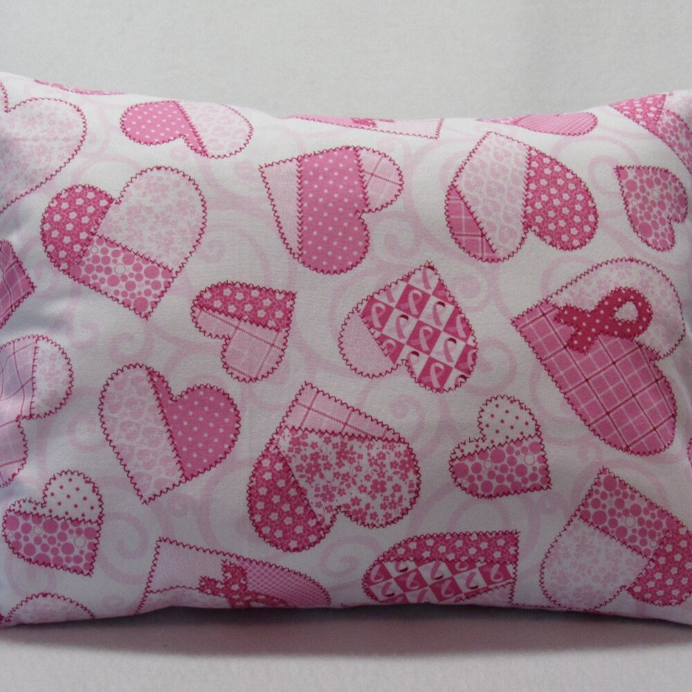 Breast Cancer Patchwork Hearts Travel Pillow